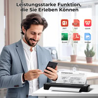 ASprink P831 Mobil Nyomtató A4 - Hordozható Bluetooth Termál Nyomtató Kétoldalas Nyomtatással, Okostelefonokkal Kompatibilis - Fekete 6