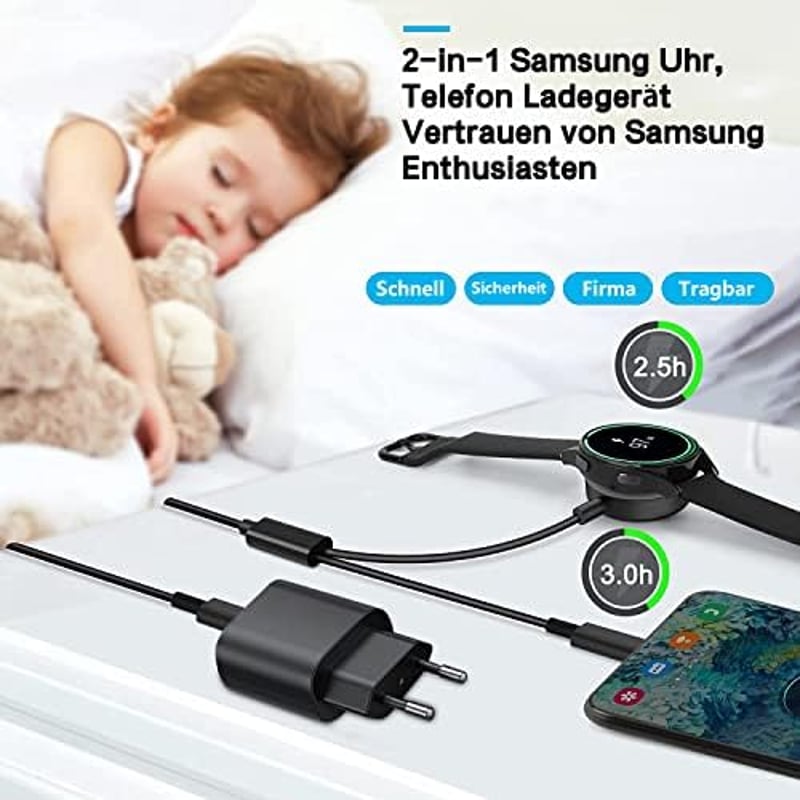 AST 2 az 1-ben mágneses töltőkábel Samsung Galaxy Watch 6/5/4/3 órákhoz és S22/21/20 telefonokhoz - 1,2m USB-C adapter

AI: AST 2 az 1-ben m