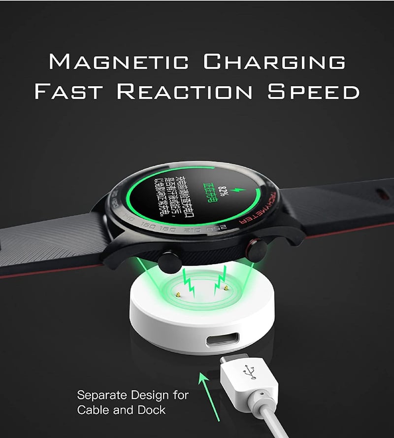 AST USB Töltőkábel Huawei GT/Honor Magic/GT 2 Okosórához - 2db Fehér Hordozható Töltő, 100cm, 9W, Utazáshoz