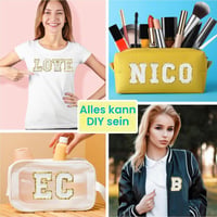 Set de 26 de litere autoadezive ASTARON, plasturi cu litere tip chenille, set de aplicat prin călcare 8