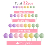 ASTARON 32 ks dekorácia na tortu, guľôčky, mini balóny, zápich do torty na svadbu, narodeniny, baby shower, párty, viacfarebné 2