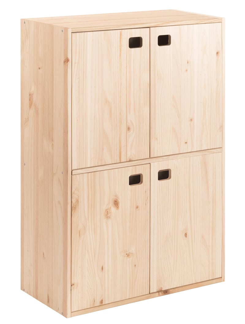 Borovicová skriňa Astigarraga Kit Line, 4 dvierka, 4 police, 105,4 x 70,8 x 33 cm