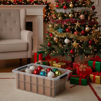 astor24 2x40L Karácsonyi Gömb Tároló Doboz Stackable Baubles Tárolás 2