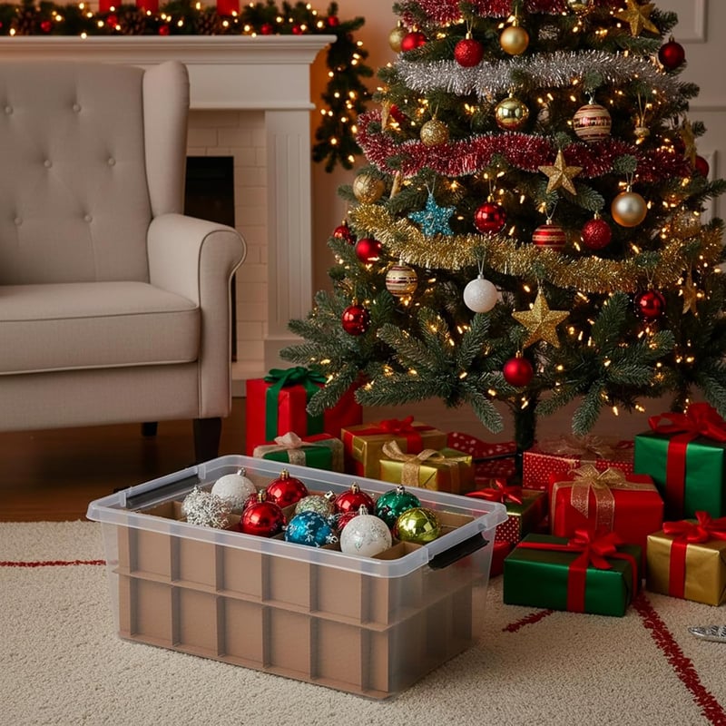 astor24 2x40L Karácsonyi Gömb Tároló Doboz Stackable Baubles Tárolás