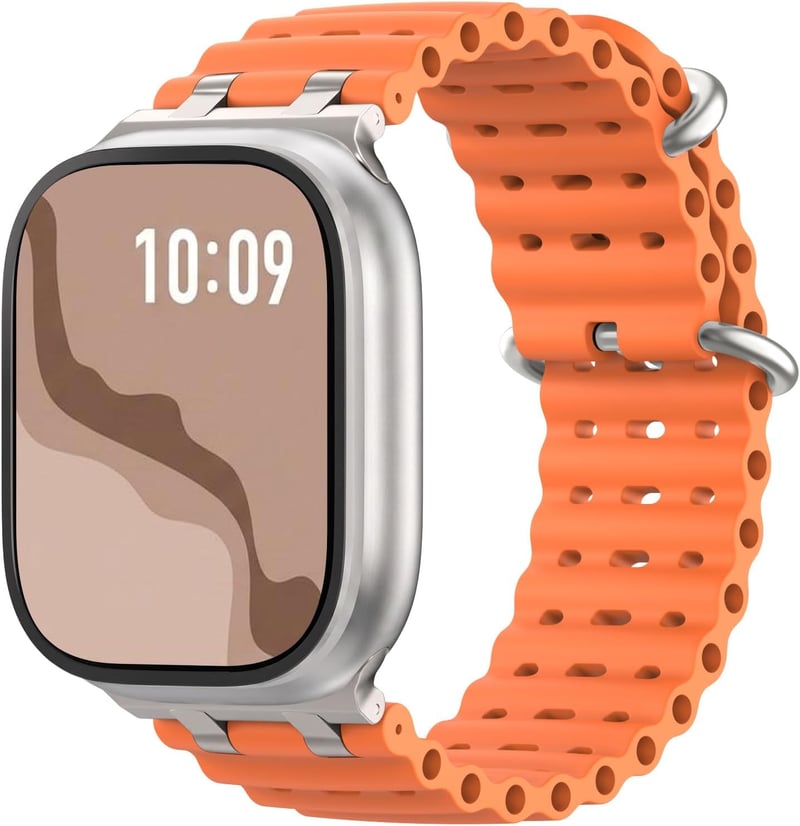Curea de ceas sport Astorgos Ocean cu conector metalic pentru Apple Watch Ultra 3/2/1 49 mm, S11/S10 46 mm, 9/8/7 45 mm, SE3/SE2/SE/6/5/4 44 mm, 3/2/1 42 mm