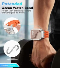 Curea de ceas sport Astorgos Ocean cu conector metalic pentru Apple Watch Ultra 3/2/1 49 mm, S11/S10 46 mm, 9/8/7 45 mm, SE3/SE2/SE/6/5/4 44 mm, 3/2/1 42 mm 4