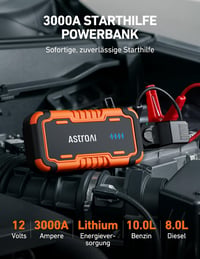 AstroAI P10 Jump Starter portabil 12V pentru mașină și motocicletă, pentru motoare pe benzină de 10,0 L și diesel de 8,0 L, cu iluminare LED 2