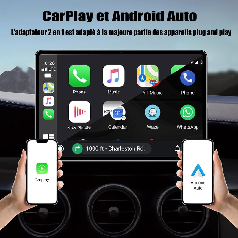 Astrobrights CarPlay Android Auto Wireless Adapter 2-in-1 Autóhoz