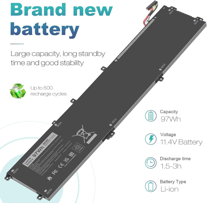 ASUNCELL 11.4V/97Wh Laptop Akkumulátor Dell XPS 15 9550 9560 9570 és Precision 5510 5520 5530 Modellekhez - 6GTPY Kompatibilis Csereakku