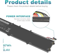 ASUNCELL 11.4V/97Wh Laptop Akkumulátor Dell XPS 15 9550 9560 9570 és Precision 5510 5520 5530 Modellekhez - 6GTPY Kompatibilis Csereakku 6