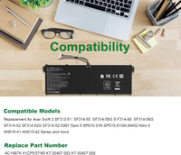 ASUNCELL 15.28V 50.7Wh AC14B7K Acer Swift Spin Nitro laptop akkumulátor 2