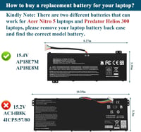 ASUNCELL 15.4V 58.75Wh Acer Nitro 5 AN515 AN517 Nitro 7 A715 Laptop Akkumulátor - AP18E7M 6