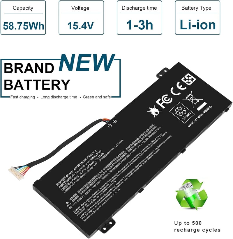 ASUNCELL 15.4V 58.75Wh Acer Nitro 5 AN515 AN517 Nitro 7 A715 Laptop Akkumulátor - AP18E7M