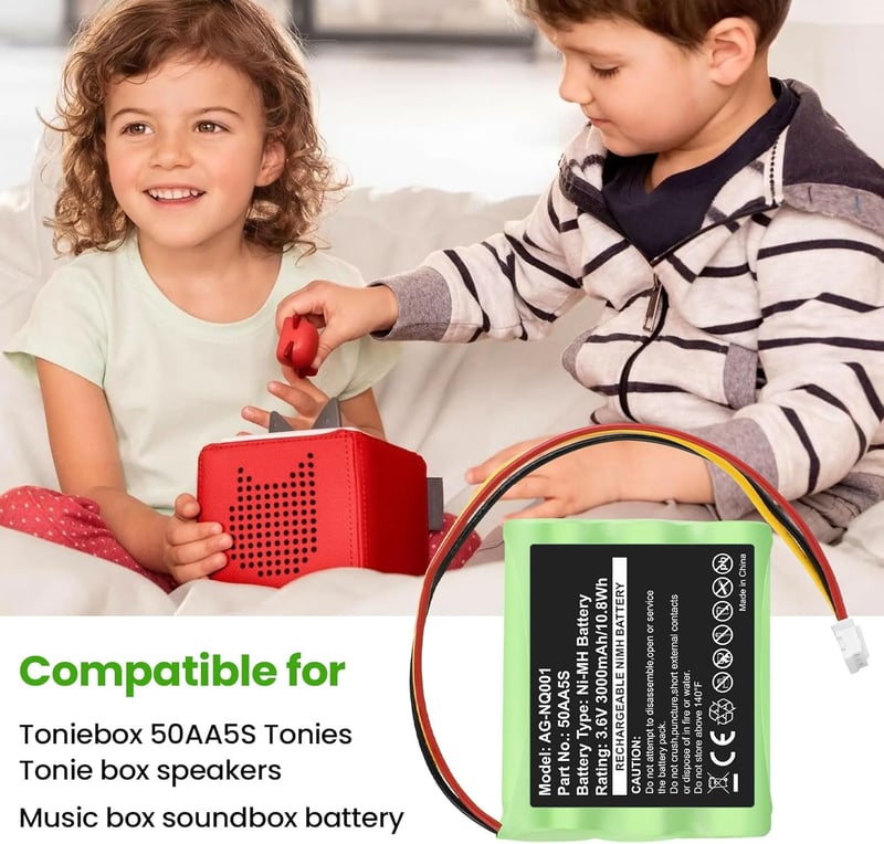 ASUNCELL 2 darabos 3000 mAh akkumulátor csomag Toniebox hangszóróhoz, 3.6V NiMH újratölthető elem Tonies zenedobozhoz