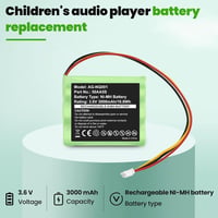 ASUNCELL 2 darabos 3000 mAh akkumulátor csomag Toniebox hangszóróhoz, 3.6V NiMH újratölthető elem Tonies zenedobozhoz 5