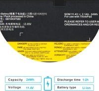 ASUNCELL 24Wh Laptop Akkumulátor Lenovo ThinkPad T470 T570 T480 T580 P51S P52S 5
