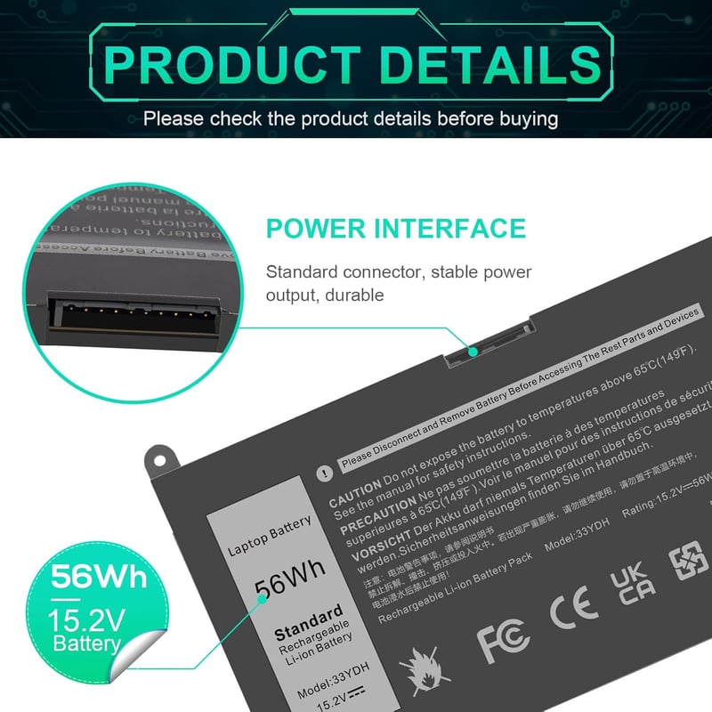 ASUNCELL 56WH 15.2V Laptop Akkumulátor Dell Inspiron 17 7000 15 7577 Sorozathoz