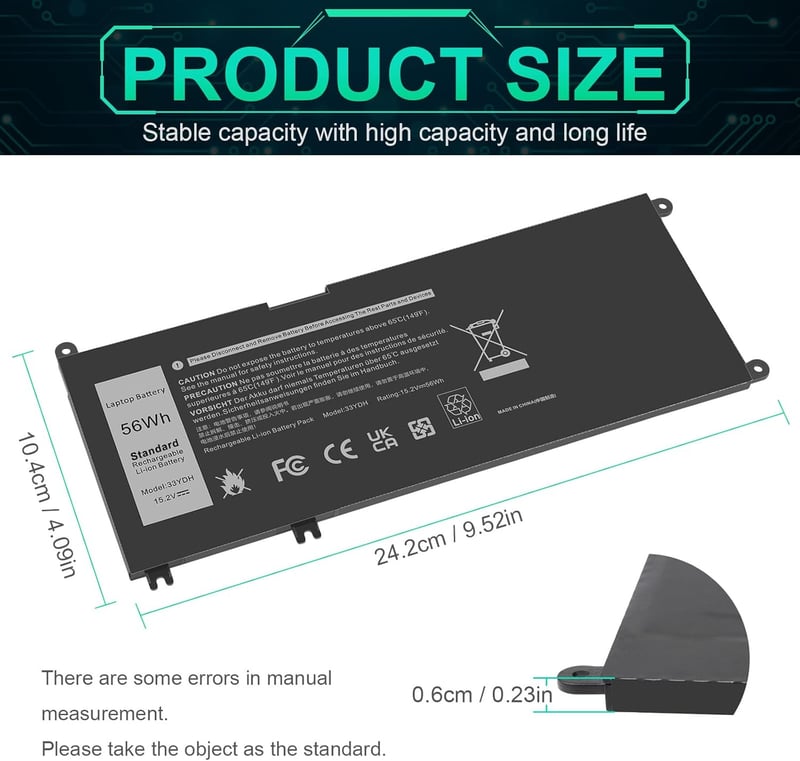 ASUNCELL 56WH 15.2V Laptop Akkumulátor Dell Inspiron 17 7000 15 7577 Sorozathoz