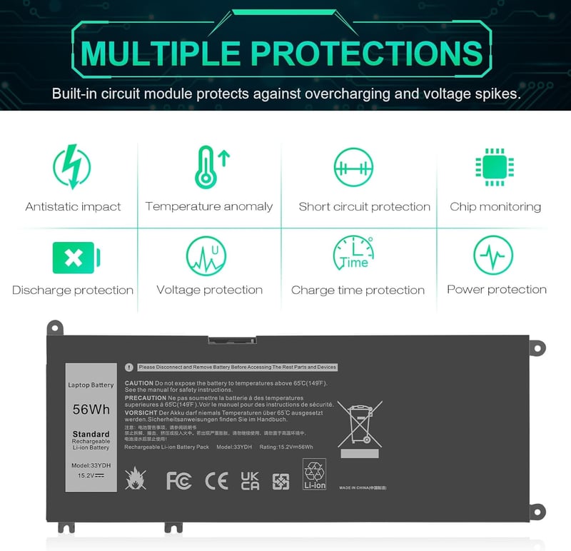 ASUNCELL 56WH 15.2V Laptop Akkumulátor Dell Inspiron 17 7000 15 7577 Sorozathoz