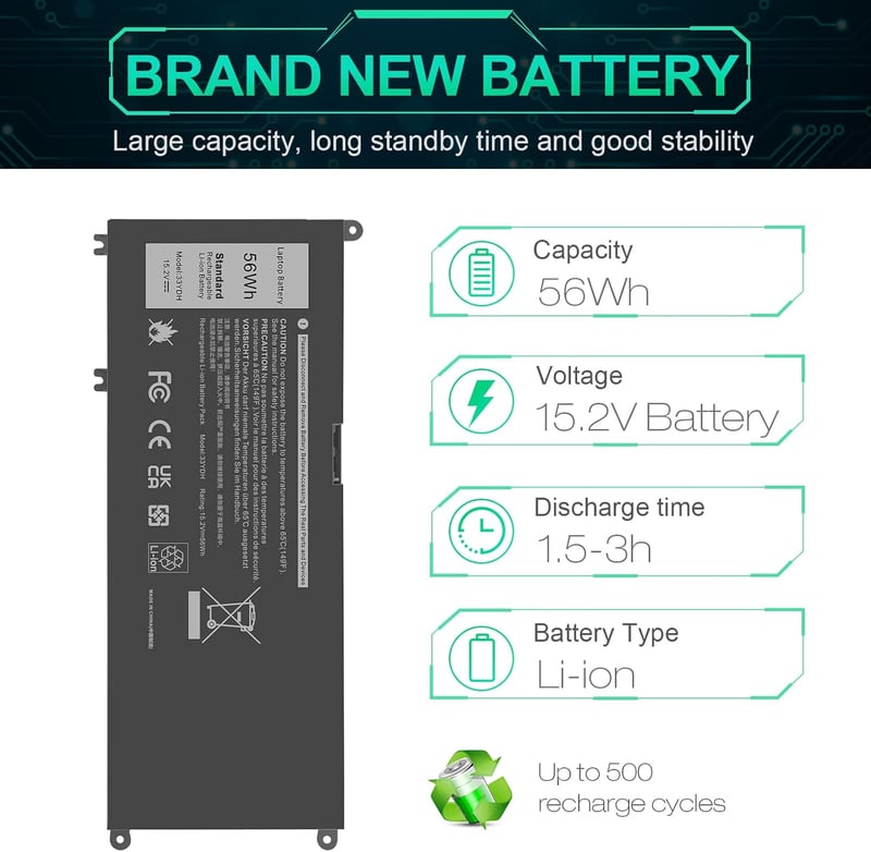 ASUNCELL 56WH 15.2V Laptop Akkumulátor Dell Inspiron 17 7000 15 7577 Sorozathoz