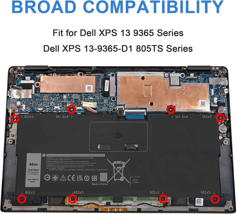 ASUNCELL 7.6V 46WH Laptop Akkumulátor Dell XPS 13 9365 2-in-1 2017 Noteszgéphez NNF1C 0NNF1C HMPFH Kompatibilis Csere Akku