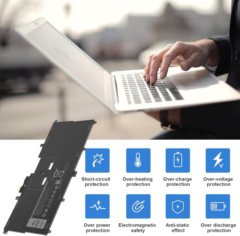 ASUNCELL 7.6V 46WH Laptop Akkumulátor Dell XPS 13 9365 2-in-1 2017 Noteszgéphez NNF1C 0NNF1C HMPFH Kompatibilis Csere Akku