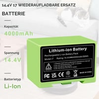 Náhradná batéria ASUNCELL pre iRobot Roomba série e a i – 14,4 V 4000 mAh Li-ion akumulátor i7 i7+ i4 i4+ i3 i3+ e5 e6 i7158 i7550 7150 7550 3