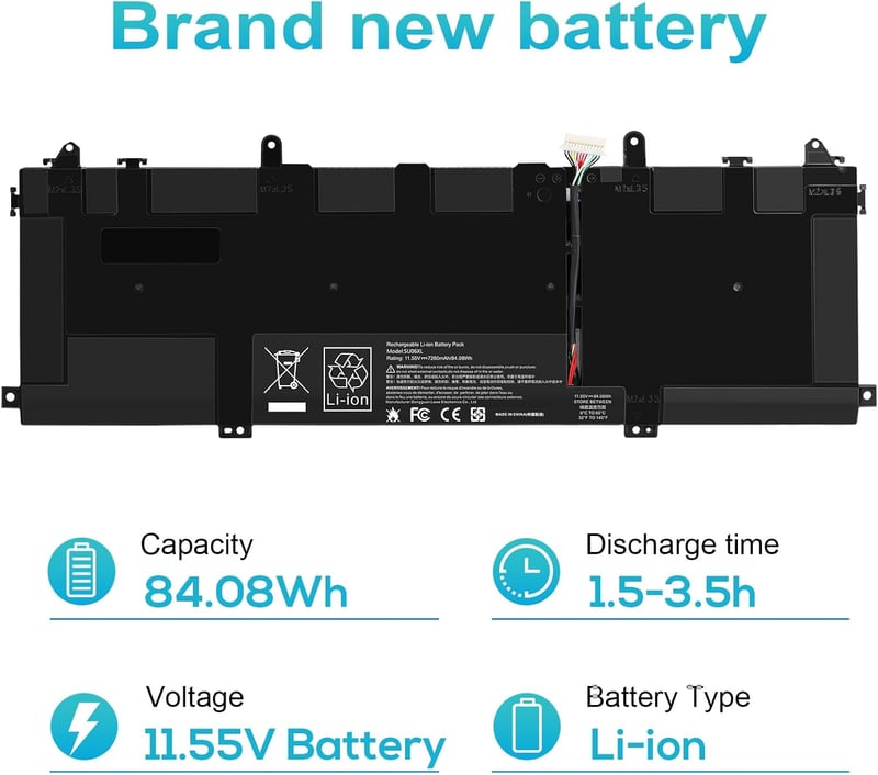 ASUNCELL SU06XL Laptop Akkumulátor 11.55V/84.08Wh HP Spectre X360 15-DF Sorozathoz - Kompatibilis HSTNN-DB8W L29048-271 Modellekkel