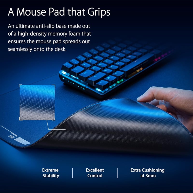ASUS ROG Hone Ace XXL Gaming Egérpad Hibrid Szövettel Csúszásmentes Gumialap - black, hone ace xxl