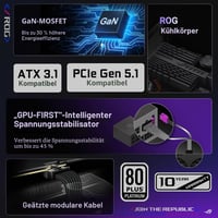 Napájací zdroj ASUS ROG Strix 1200W Platinum – 80 Plus Platinum, ATX 3.1, GaN MOSFET, plne modulárny, inteligentný stabilizátor napätia GPU-First 2