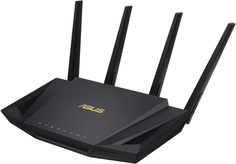 ASUS RT-AX58U Fekete Gaming Router WiFi 6 802.11ax Technológiával, Nagy Teljesítményű Vezeték Nélküli Internet Otthoni Hálózathoz