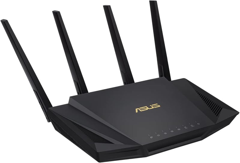 ASUS RT-AX58U Fekete Gaming Router WiFi 6 802.11ax Technológiával, Nagy Teljesítményű Vezeték Nélküli Internet Otthoni Hálózathoz