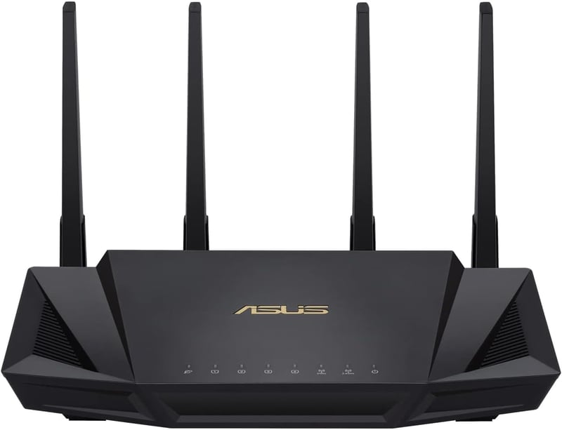 ASUS RT-AX58U Fekete Gaming Router WiFi 6 802.11ax Technológiával, Nagy Teljesítményű Vezeték Nélküli Internet Otthoni Hálózathoz