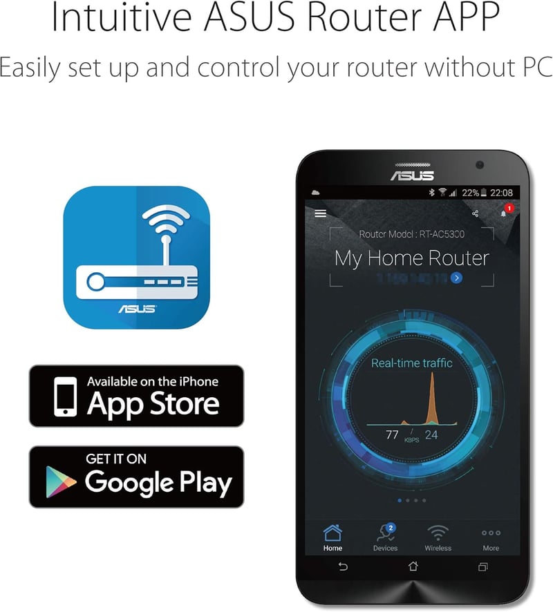 ASUS RT-AX58U Fekete Gaming Router WiFi 6 802.11ax Technológiával, Nagy Teljesítményű Vezeték Nélküli Internet Otthoni Hálózathoz
