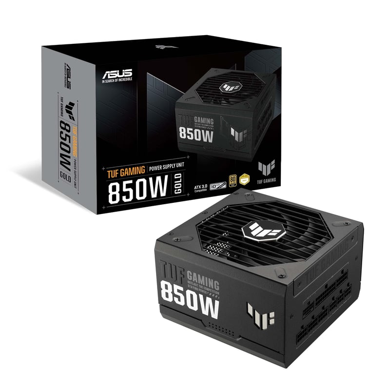 Sursă de alimentare ASUS TUF Gaming 850W Gold – ATX 3.0, complet modulară, 80+ Gold, componente de calitate militară, rulmenți cu bile duble, garanție 10 ani