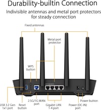 ASUS TUF Gaming AX4200 WiFi 6 Router - Dual Band, 4200 Mbps, 2.5Gbps Port, Mobil Játék Mód, AiMesh, AiProtection Pro, 4G/5G Helyettesítő 3