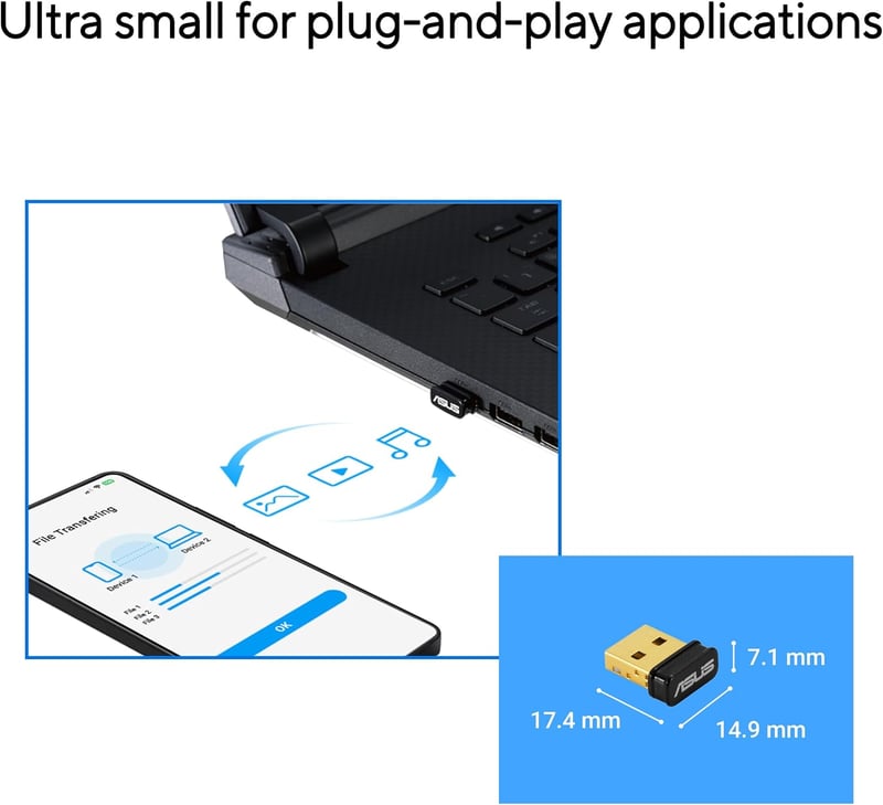 ASUS USB-BT540 Bluetooth 5.4 adapter PC és laptop számára, 7 eszköz támogatás