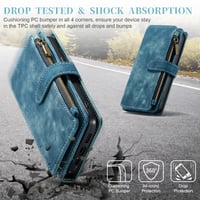 Husă Asuwish pentru iPhone 15 Pro, albastră, portofel din piele cu fermoar, suport, compartiment pentru carduri și folie de protecție pentru ecran, carcasă telefon iPhone 15 Pro 6