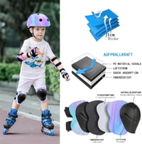 Set cască de protecție pentru copii cu protecții pentru genunchi, coate și încheieturi, reglabil, pentru vârste între 3, 5, 8 și 14 ani, pentru bicicletă, skateboard, role, băieți și fete 2