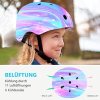 Set cască de protecție pentru copii cu protecții pentru genunchi, coate și încheieturi, reglabil, pentru vârste între 3, 5, 8 și 14 ani, pentru bicicletă, skateboard, role, băieți și fete 6