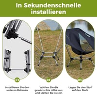 ATEPA 2 db összecsukható ultrakönnyű camping szék, magasságállítható, 150 kg, hordtáskával 7