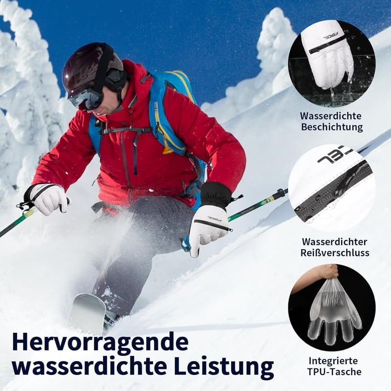 ATERCEL Thinsulate Síkesztyű Vízálló Touchscreen Férfi Női Téli Snowboard