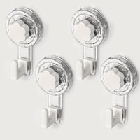 ATEWEITA Erős tapadókorongos törölközőtartó horog fúrás nélkül, 62 mm-es tapadókorongok, átlátszó és fehér, 11,2 x 6,2 x 4,3 cm 1