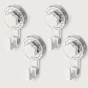ATEWEITA Suport pentru prosoape cu ventuză puternică, fără găurire, ventuze de 62 mm, transparent și alb, 11,2 x 6,2 x 4,3 cm