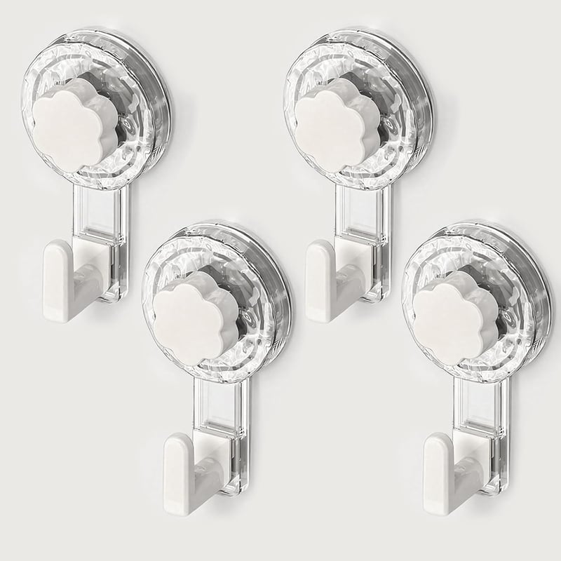 ATEWEITA Erős tapadókorongos törölközőtartó horog fúrás nélkül, 62 mm-es tapadókorongok, átlátszó és fehér, 11,2 x 6,2 x 4,3 cm