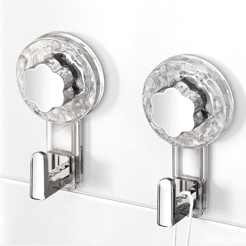 ATEWEITA Extra erős tapadókorongos akasztó törölközőtartó fúrásmentes 62 mm áttetsző ezüst ajtóhoz, 11,2 x 6,2 x 4,3 cm, 2 db