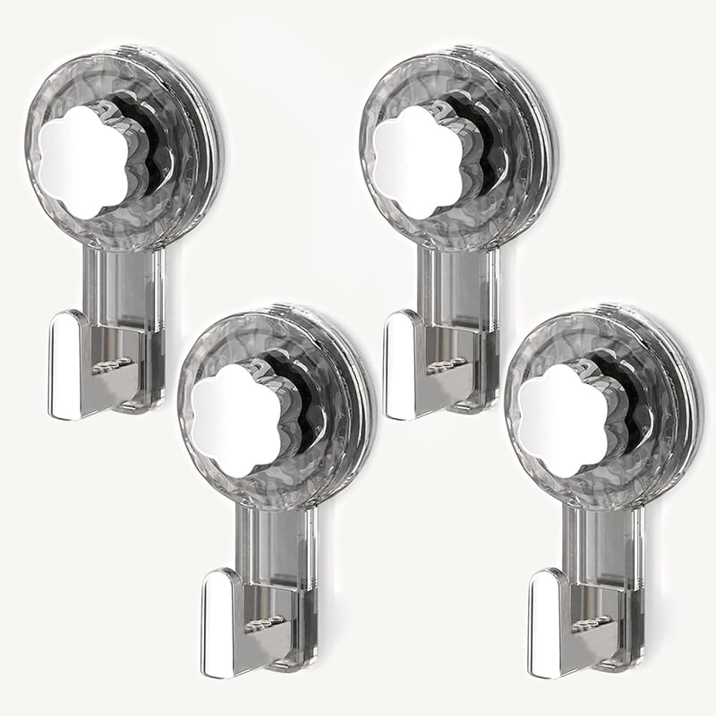 ATEWEITA Extra erős tapadókorongos kampó törülközőtartó fúrás nélkül 62 mm 4 db Clear Grey ezüst 11,2 x 6,2 x 4,3 cm fürdőszoba konyha ajtó