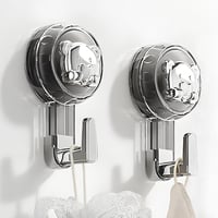 ATEWEITA Extra erős tapadókorongos törölközőakasztó fúrás nélkül, Ezüst és áttetsző szürke, 62 mm, 11,2 x 6,2 x 4,3 cm, 2 db, fürdőszoba kon 1
