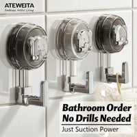 ATEWEITA Extra erős tapadókorongos törölközőakasztó fúrás nélkül, Ezüst és áttetsző szürke, 62 mm, 11,2 x 6,2 x 4,3 cm, 2 db, fürdőszoba kon 2