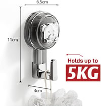 ATEWEITA Extra erős tapadókorongos törölközőakasztó fúrás nélkül, Ezüst és áttetsző szürke, 62 mm, 11,2 x 6,2 x 4,3 cm, 2 db, fürdőszoba kon 5